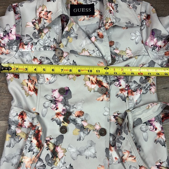 Guess Floral Double Breasted Water Resistant Trench Coat Size Medium - Picture 10 of 10